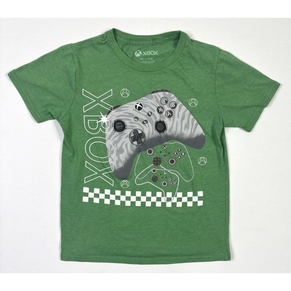 XBOX T-Shirt Youth Small (8) Controller Graphic Green Short Sleeve Crew Neck